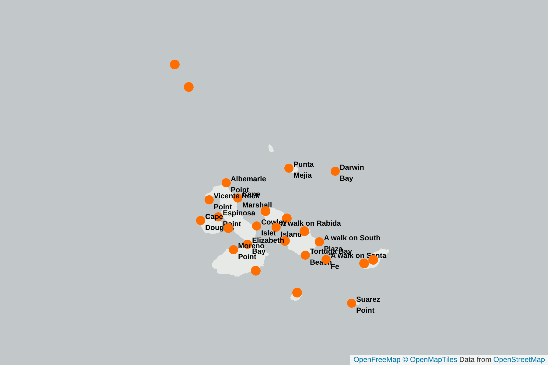Map of Galapagos Green Turtle